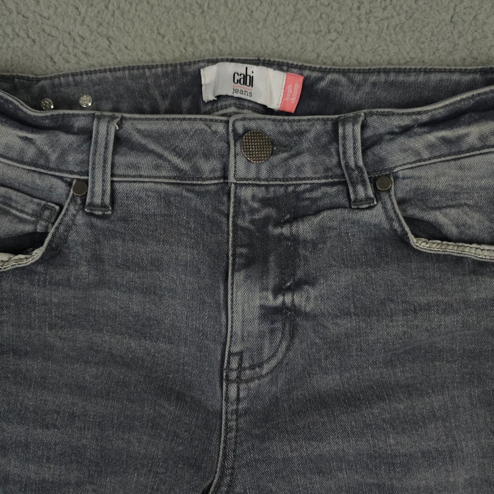 CAbi Jeans Womens 4 Washed Gray High Rise Skinny Distressed Busted Knees Denim - Picture 11 of 15
